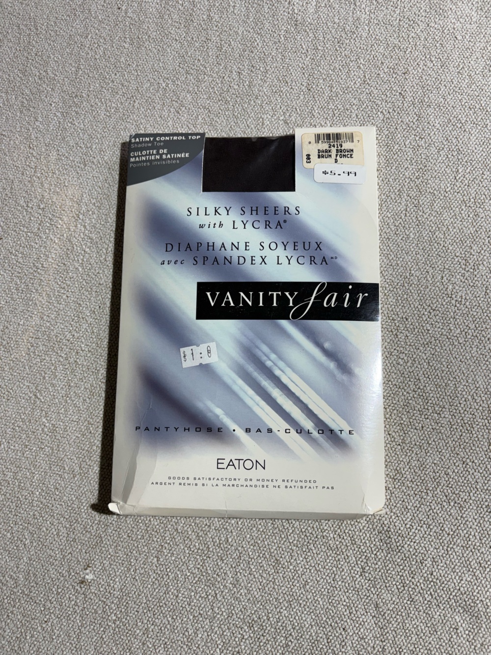 Vanity Fair VINTAGE Sheer Pantyhose in Dark Brown BNWT